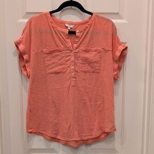 Lucky Brand Coral Short Sleeve Blouse